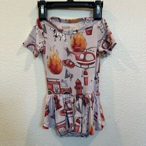 Posh Peanut Firefighter Romper - Red and Yellow. 6-12 month. Like new